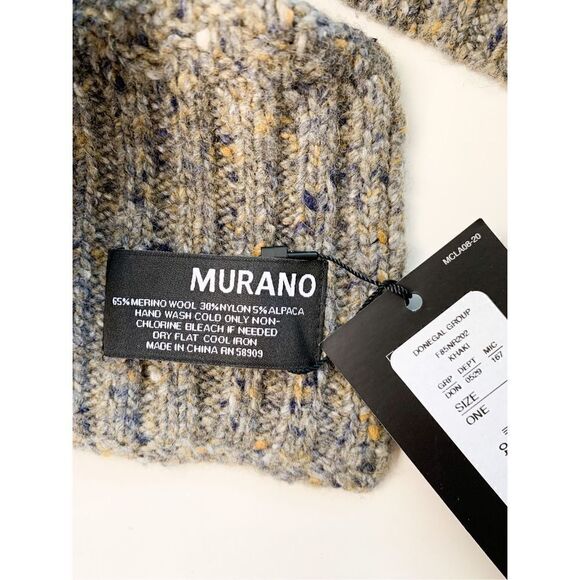 Murano Women's Bonnet & Scarf Set Merino Wool Alpaca Blend Gray One Size NWT - Picture 2 of 5
